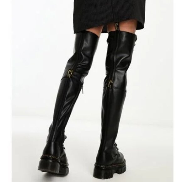 COSPLAY RARE Dr. Martens 22-Eye All Leather Thigh-high Platform Boots Size11 NIB - Picture 3 of 13
